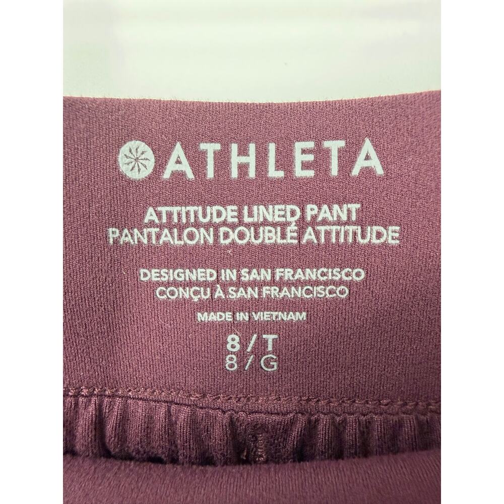 Athleta Attitude Lined Pants Womens 8 Tall Ruched Burgundy Athletic Jogger Dance - Picture 6 of 13